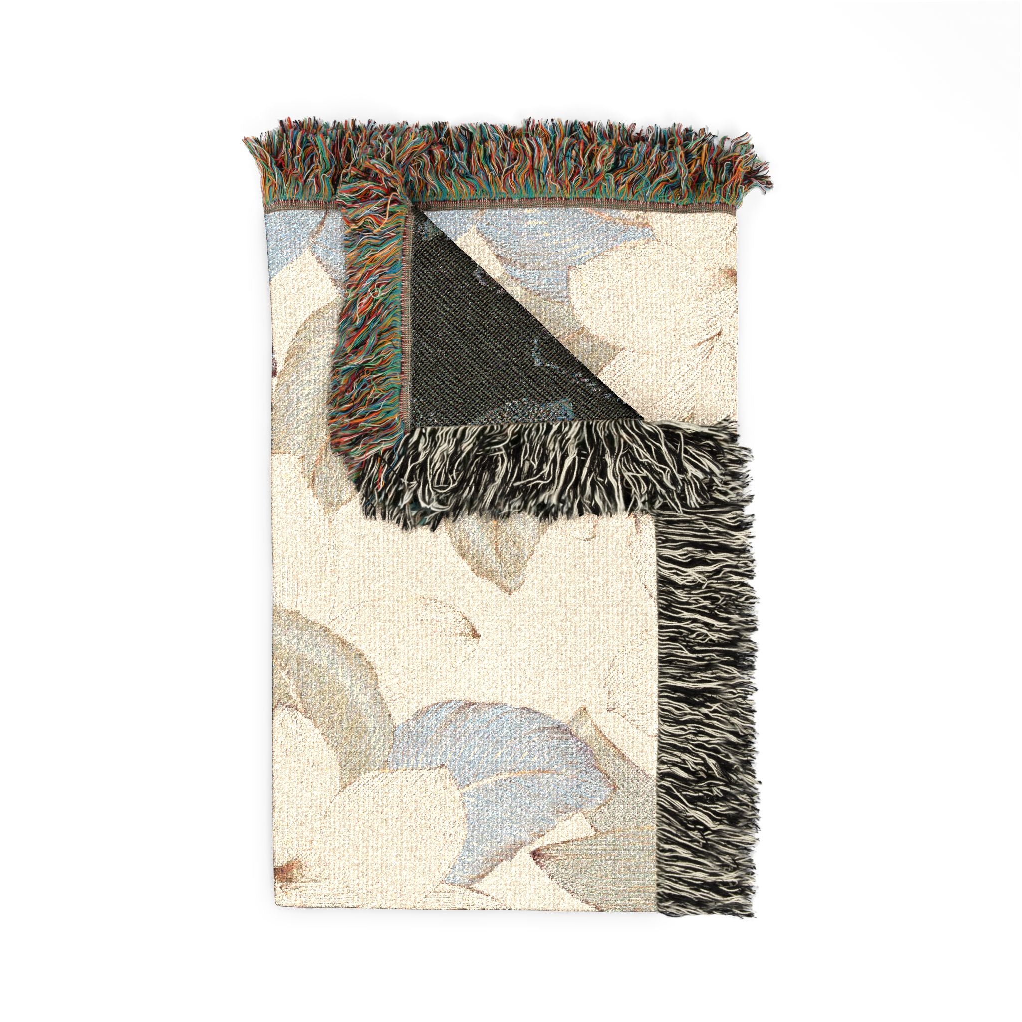 Floral Woven Blanket - Vintage Magnolia Throw with Fringe