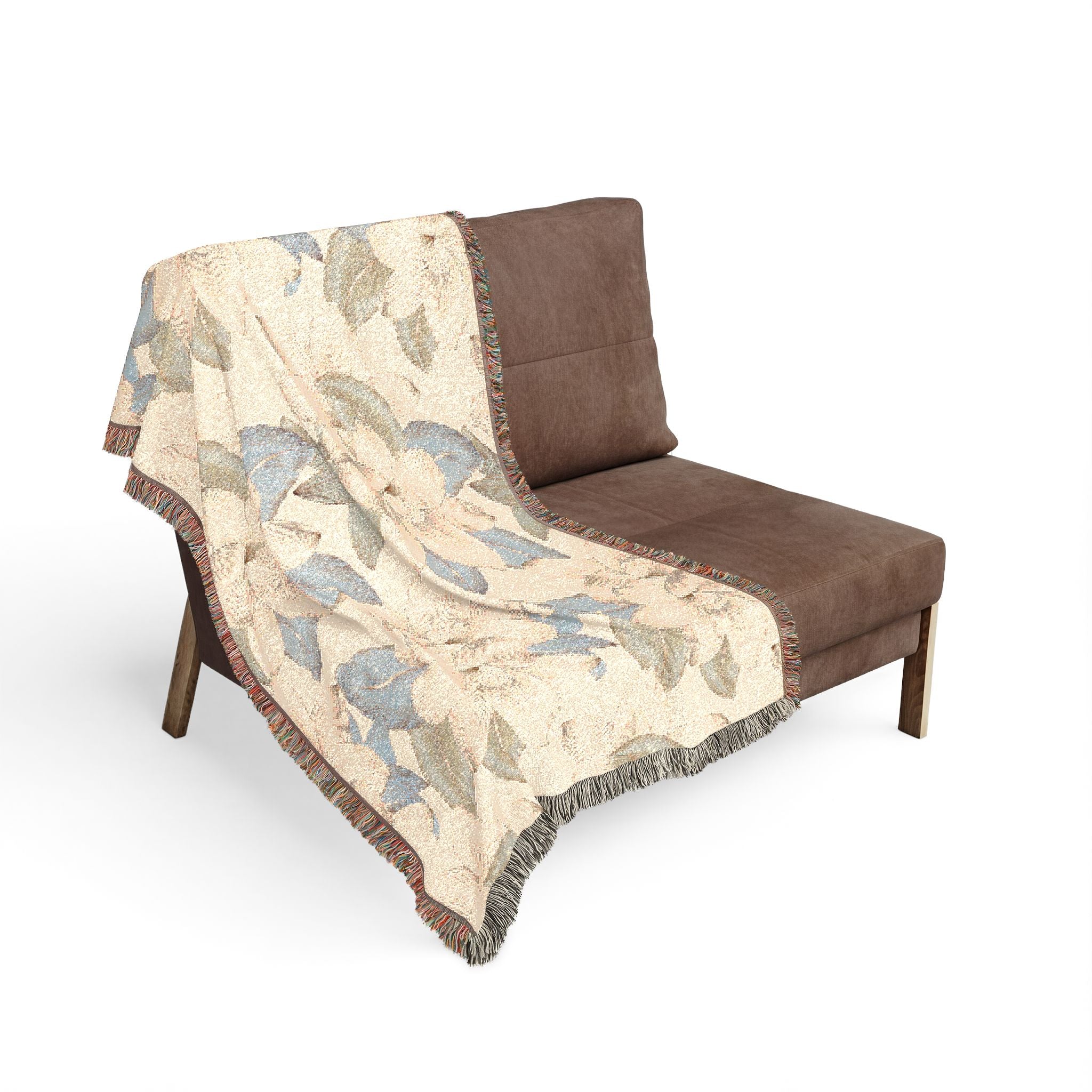 Floral Woven Blanket - Vintage Magnolia Throw with Fringe